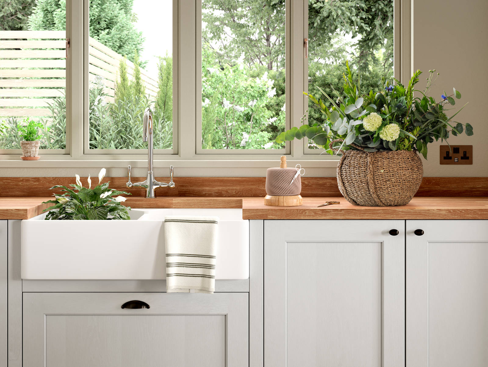 Ludlow kitchen. Our latest Shaker door, with a modern country-style. Available in all 20 Magnet Create colours.