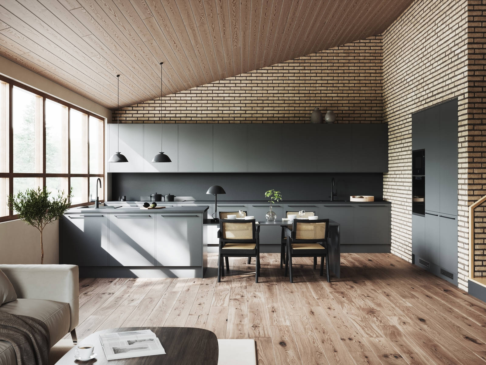 Amfi Eik kjøkken i farge Granitt S7500-N