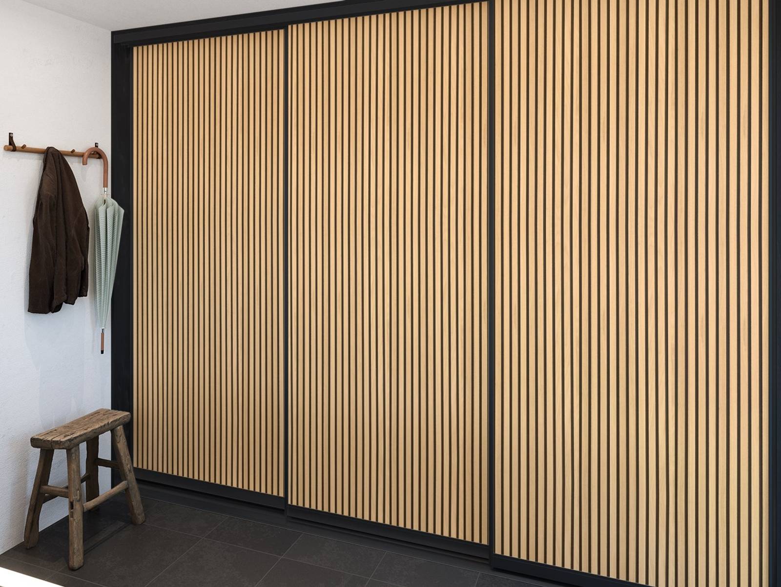 Entre garderobe lamel skydedøre