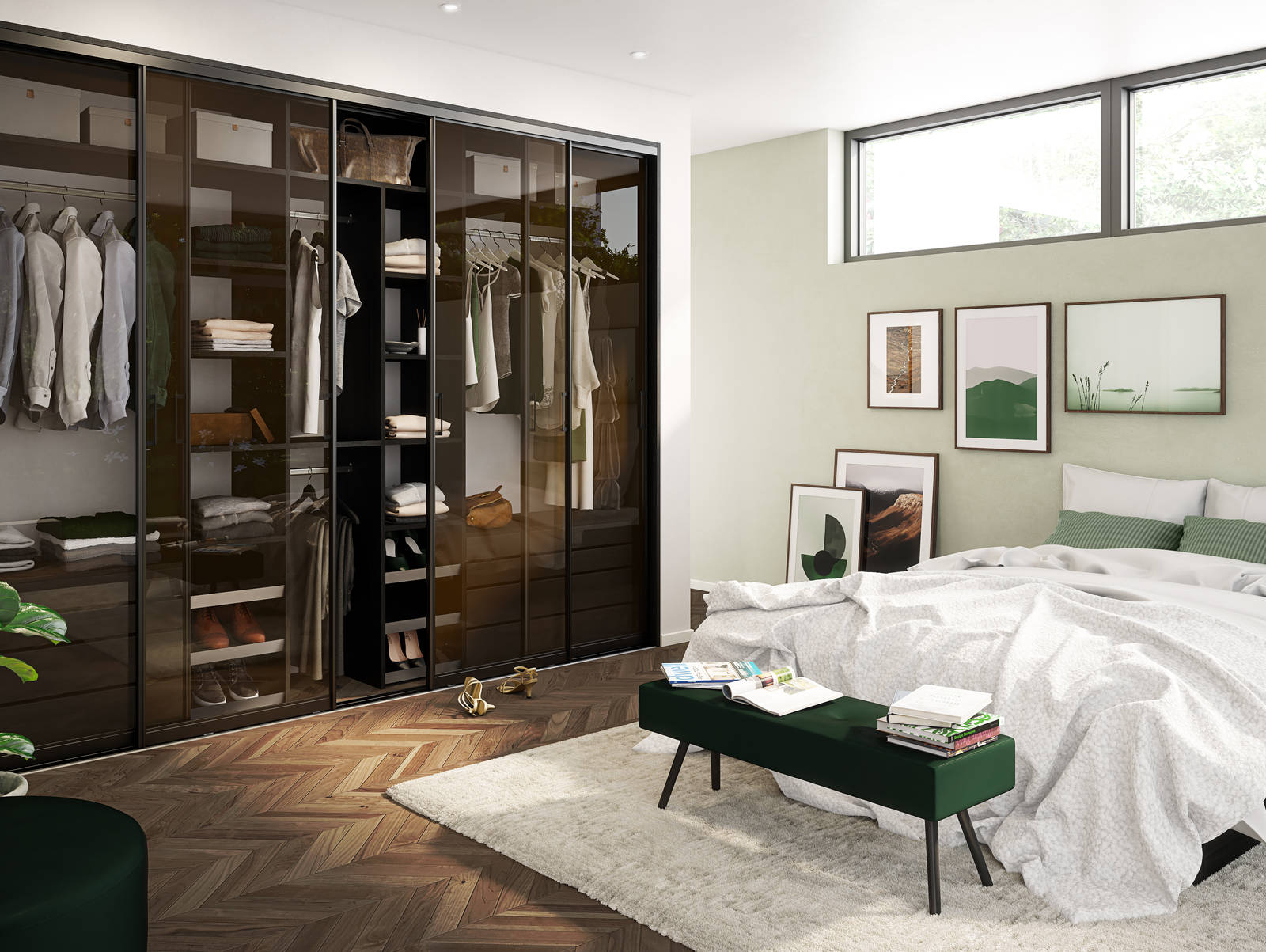 Garderobeskab med skydelåger