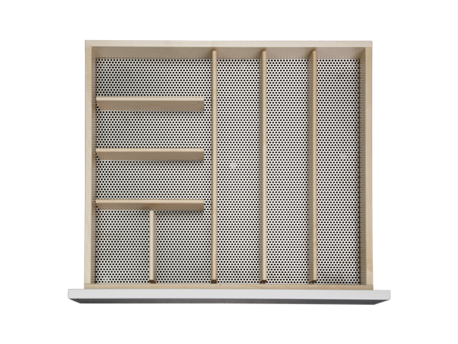 Lådinredning i rostfritt stål och trä för 60 cm låda