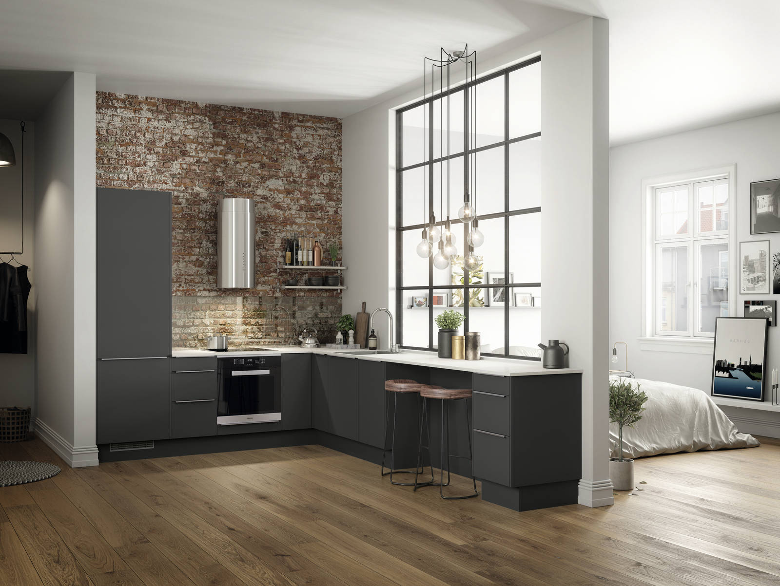 Med sine slette fronter i melamin gir Vidde kjøkkenet et moderne og rent uttrykk.