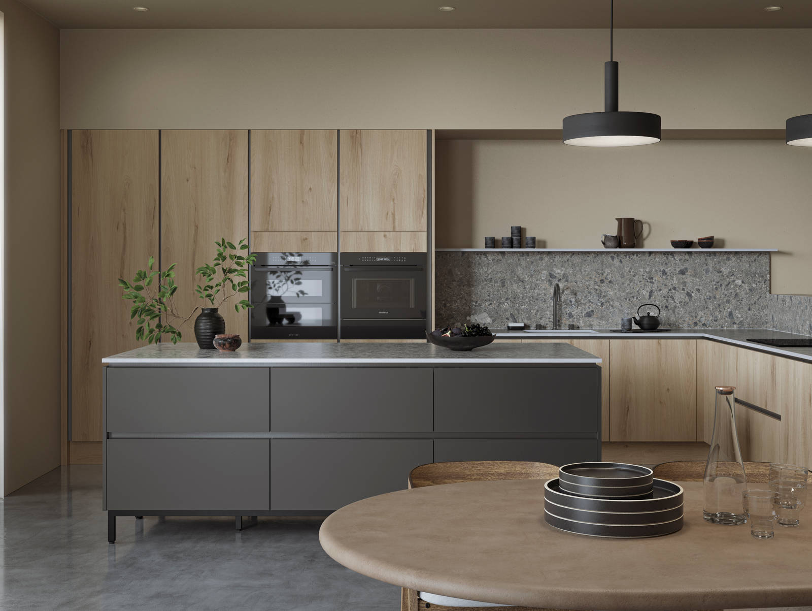 Integrated handles give Integra Portobello a sleek modern finish, perfectly offset by its organic woodgrain texture - crafted from premium Italian materials.