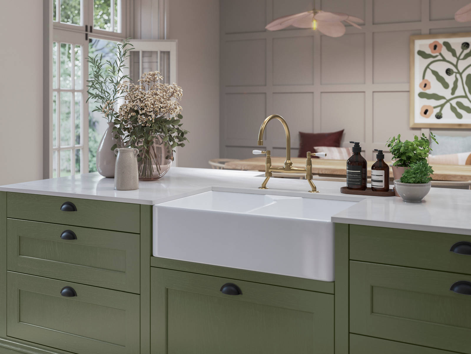 Ludlow kitchen. Our latest Shaker door, with a modern country-style. Available in all Magnet's colours.