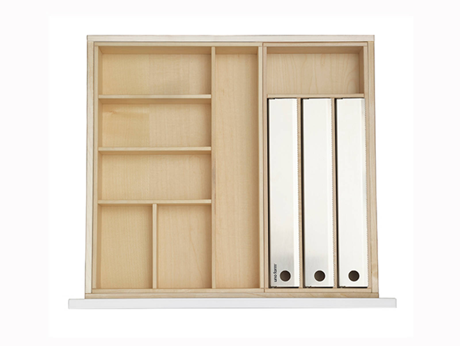 Kombination af bestikindsats og opbevaring af husholdningsfilm og alufolie til 60 cm skuffe