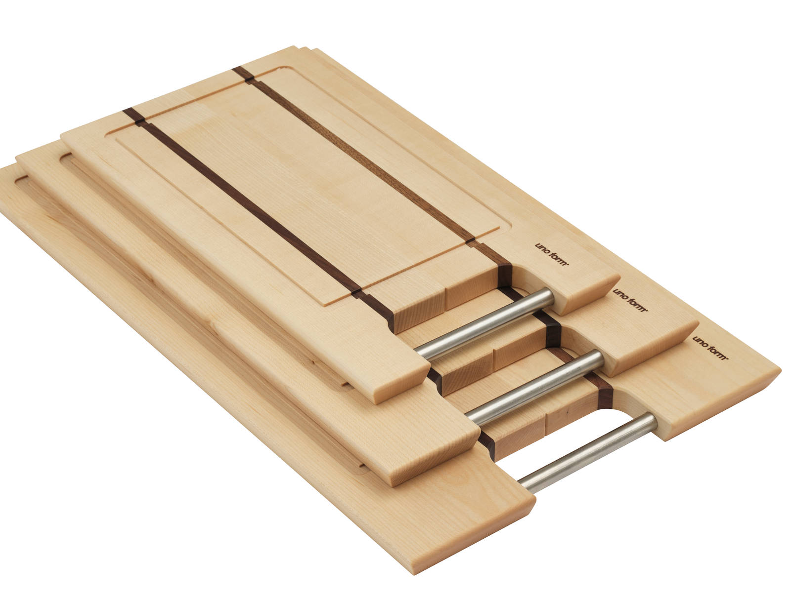 Skærebræt i ahorn med indlæg af valnød fra uno form