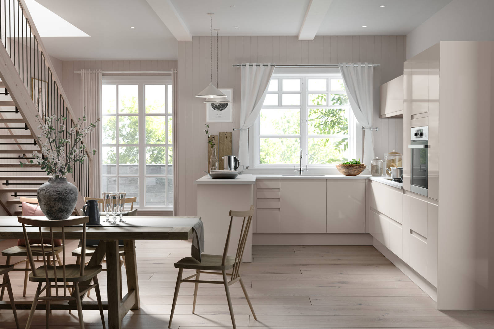Luna Kitchen from Magnet. An affordable handless look with integrated J Pull doors for a stylish and modern look.
