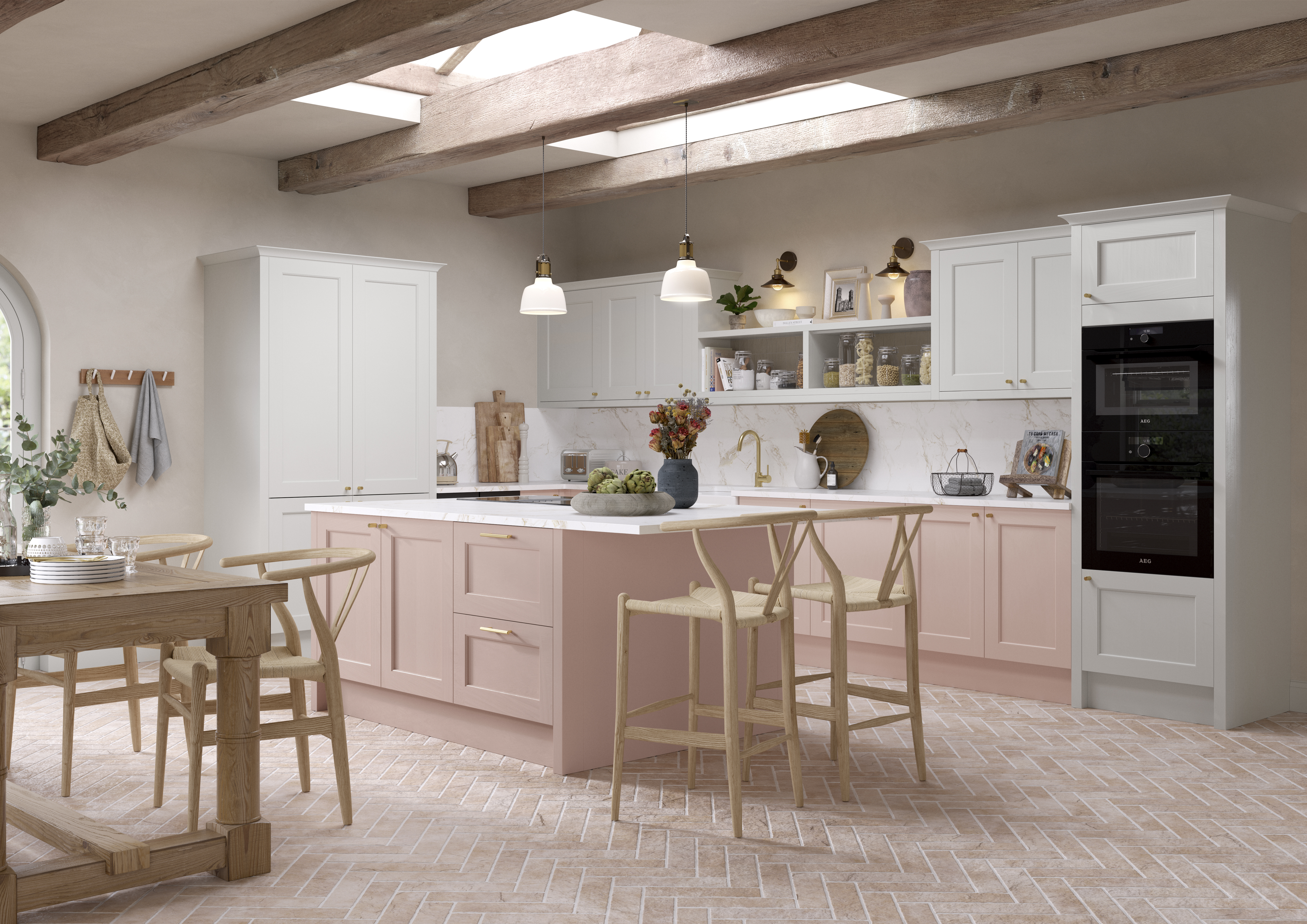 Ludlow kitchen. Our latest Shaker door, with a modern country-style. Available in all 20 Magnet Create colours.