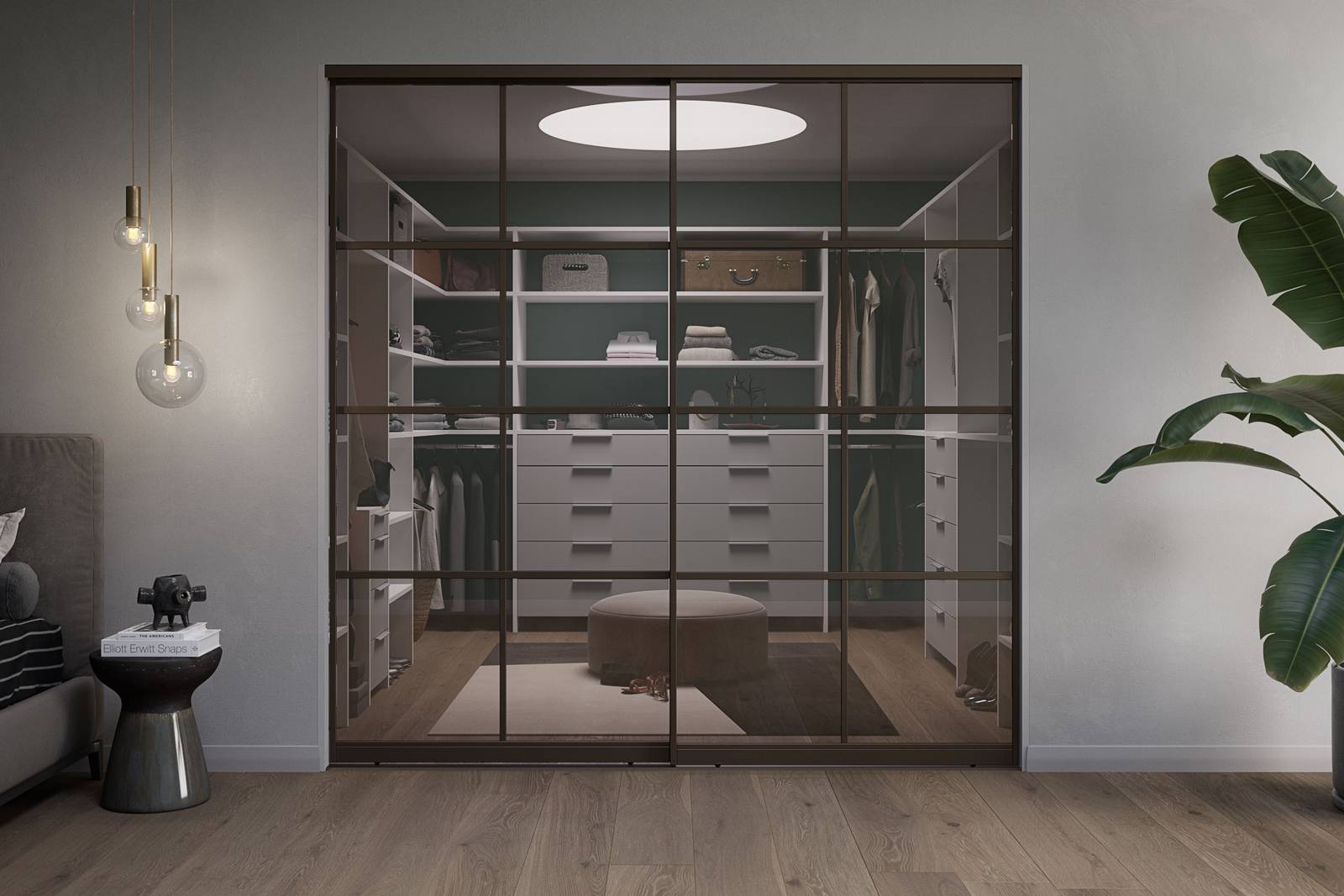 Walkin garderobe new yorker skydedør