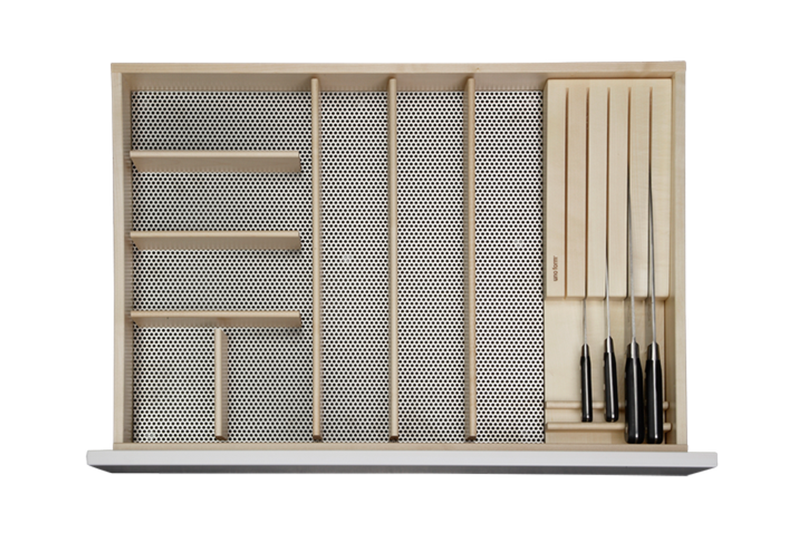 Utensil organizer and in-drawer knife storage