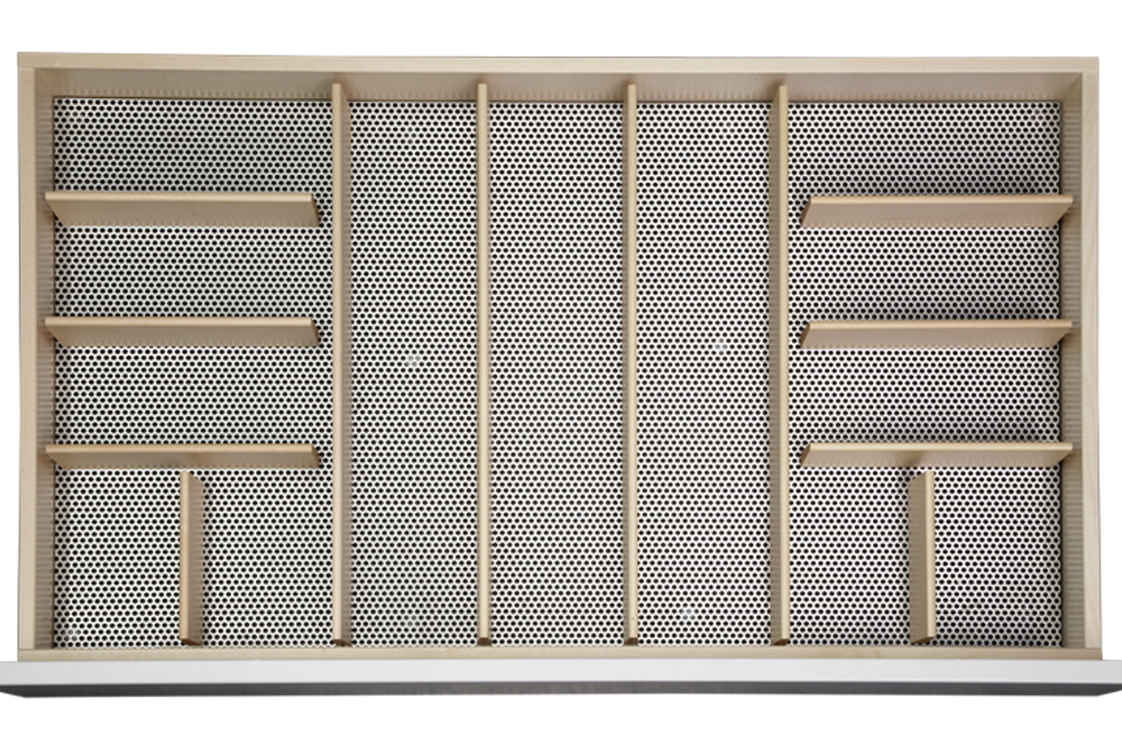 Drawer divider in stainless steel and wood