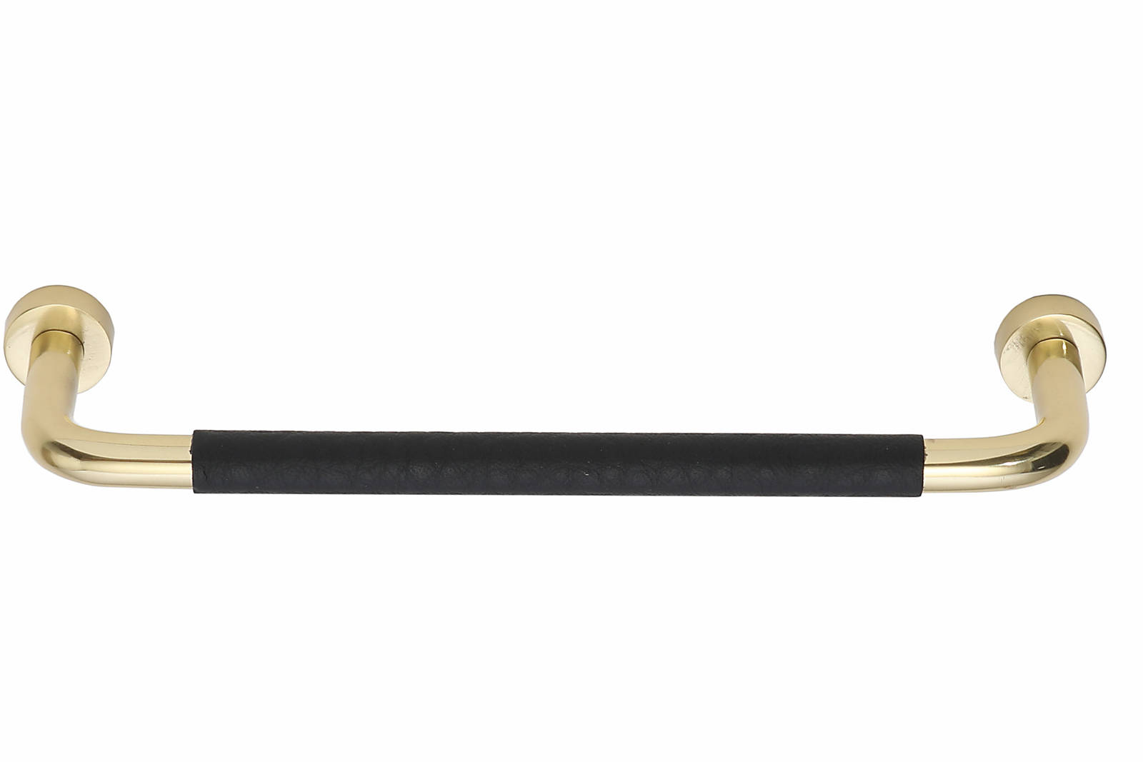 Duett messing med sort skinn, cc 128 mm knotter og håndtak norema kjøkken