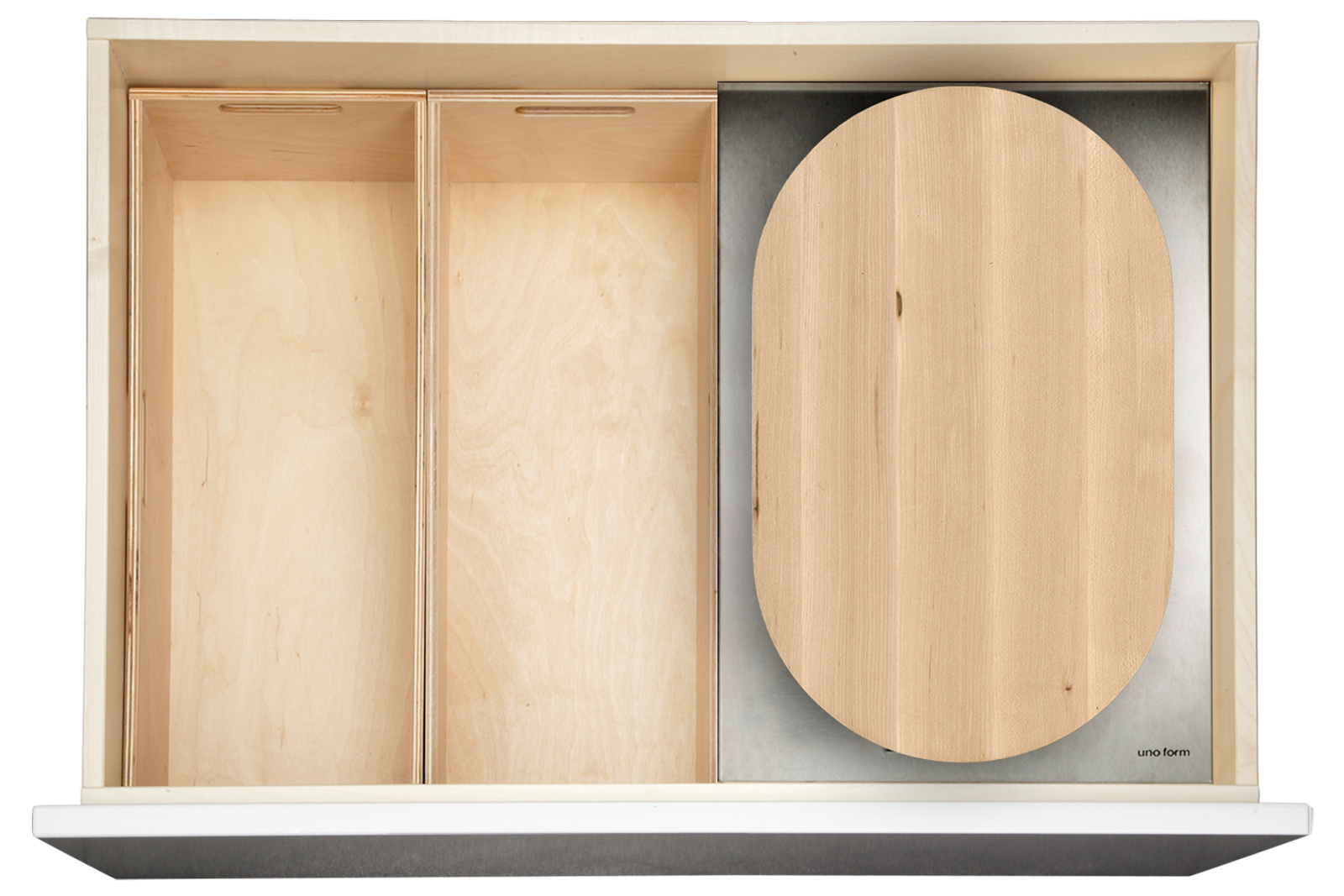 Skuffe med sæt birkekassetter og brødkasse