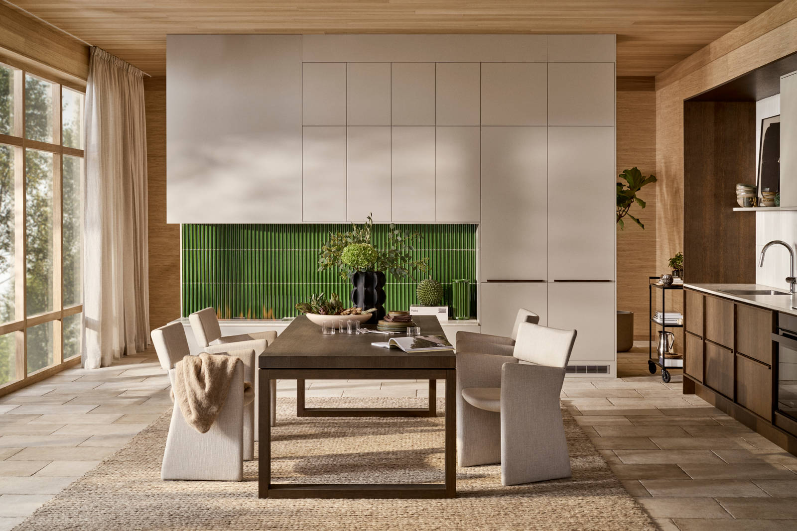 Marbodal - kök Signatur Ekbacken i ek faner brunbetsad i kombination med Arkitekt plus i köksfärg beige