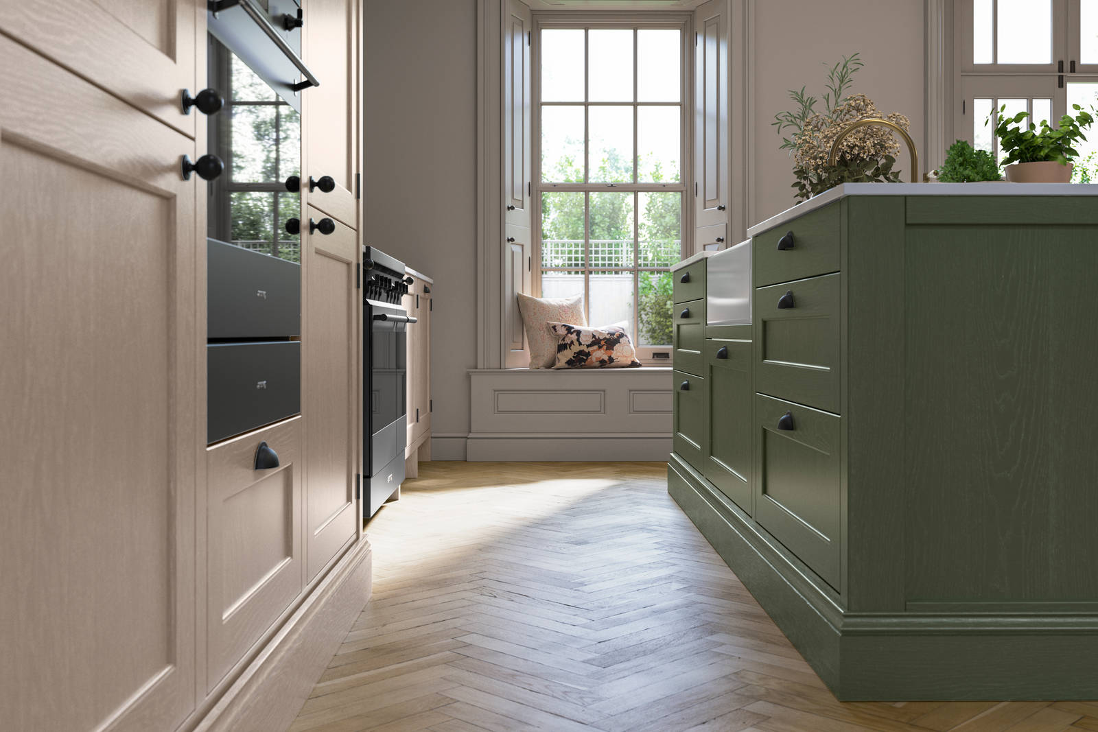 Ludlow kitchen. Our latest Shaker door, with a modern country-style. Available in all Magnet's colours.