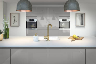 Luna Kitchen from Magnet. An affordable handless look with integrated J Pull doors for a stylish and modern look.