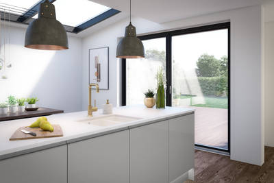 Luna Kitchen from Magnet. An affordable handless look with integrated J Pull doors for a stylish and modern look.