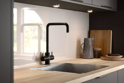 Nova by Magnet. Affordable slab door kitchen available in matt and super glass. 6 colours to choose from.