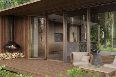 Integra Nordic Nature. Modern kitchen concept with a sleek handless design and fluted oak effect wood doors