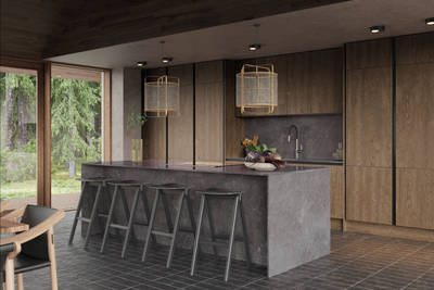Integra Nordic Nature. Modern kitchen concept with a sleek handless design and fluted oak effect wood doors