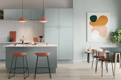 Nova by Magnet. Affordable slab door kitchen available in matt and super glass. 6 colours to chose from.