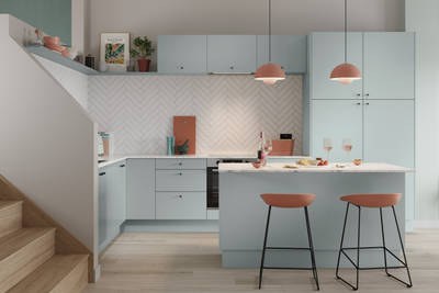 Nova by Magnet. Affordable slab door kitchen available in matt and super glass. 6 colours to chose from.