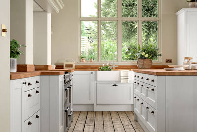 Ludlow kitchen. Our latest Shaker door, with a modern country-style. Available in all 20 Magnet Create colours.