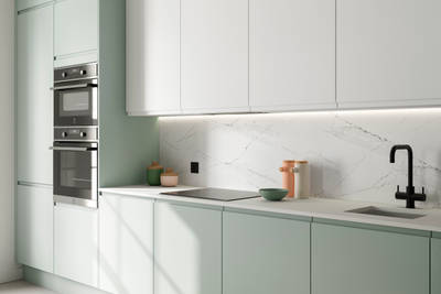 Luna Kitchen from Magnet. An affordable handless look with integrated J Pull doors for a stylish and modern look.