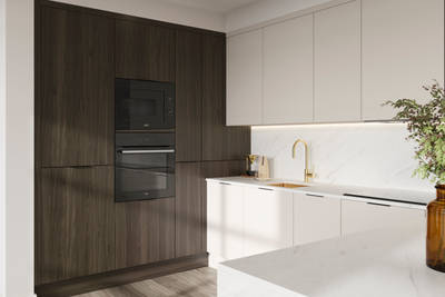 Modern kitchen design with a lightweight wood-effect finish