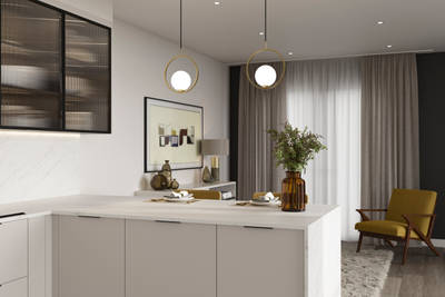 Modern kitchen design with a lightweight wood-effect finish