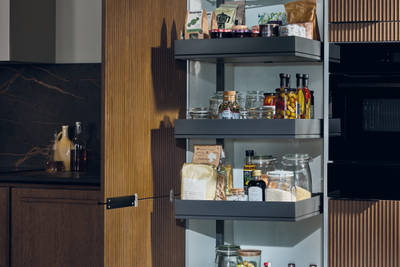 Magnet's kitchen Nordic Nature, with straight pull-out larder.