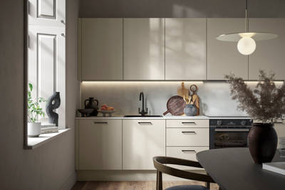 Modern kitchen design with a lightweight wood-effect finish