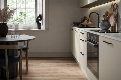 Modern kitchen design with a lightweight wood-effect finish