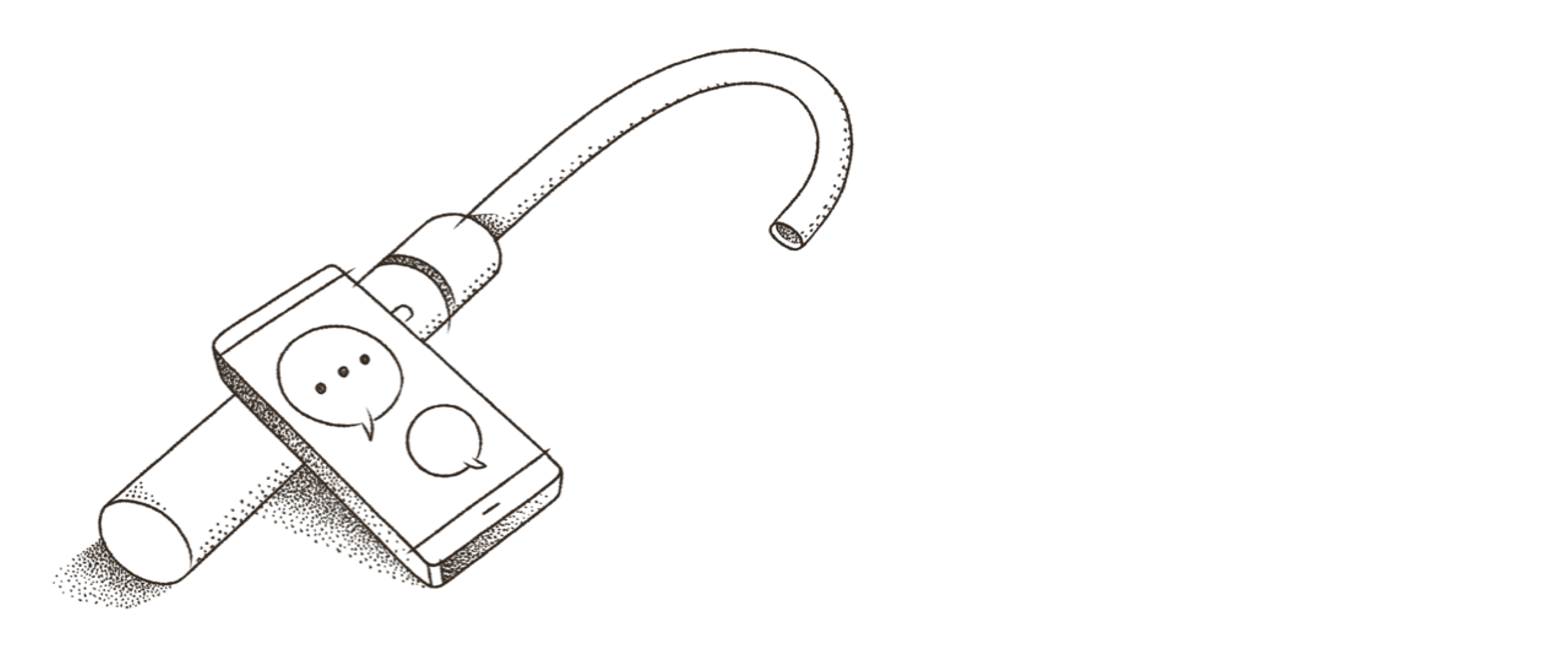 Illustration of a tap and a smartphone with speech bubbles on the screen