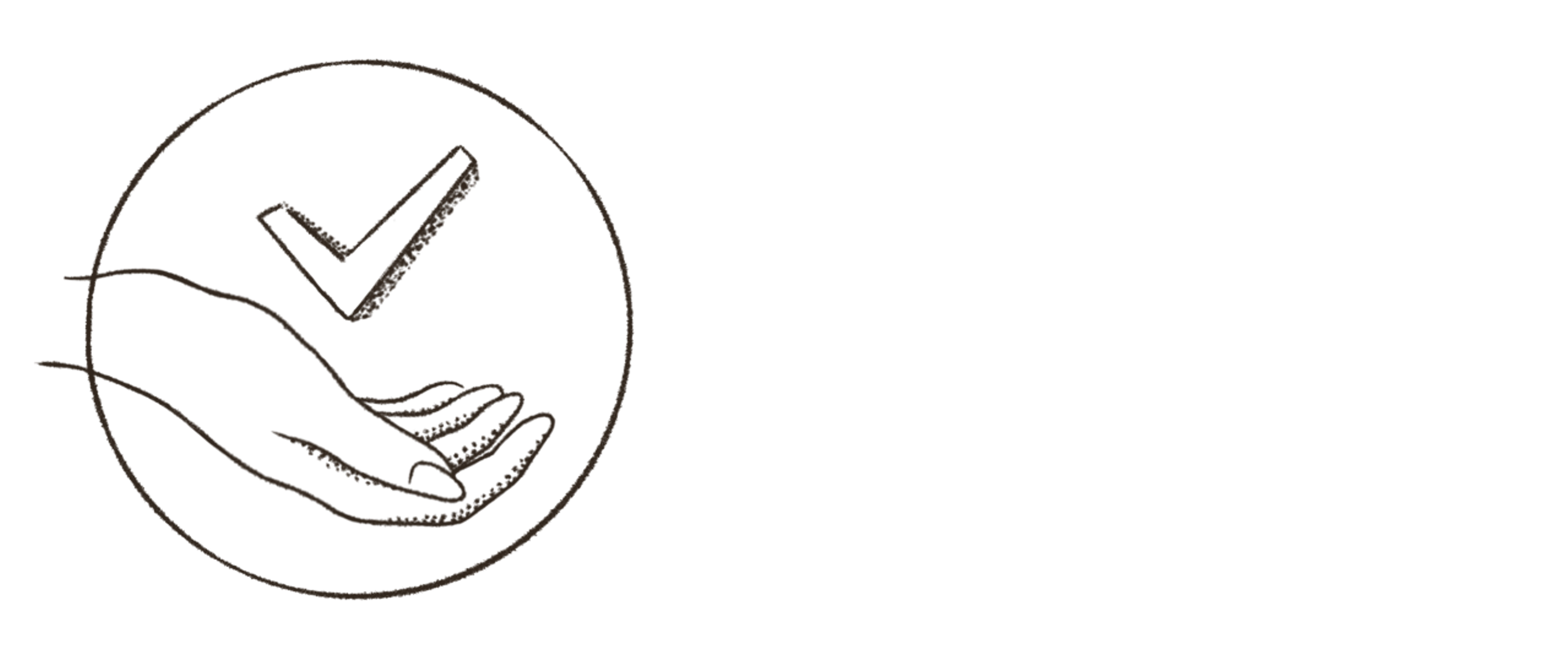 Illustration of hand with a checkmark hovering above it