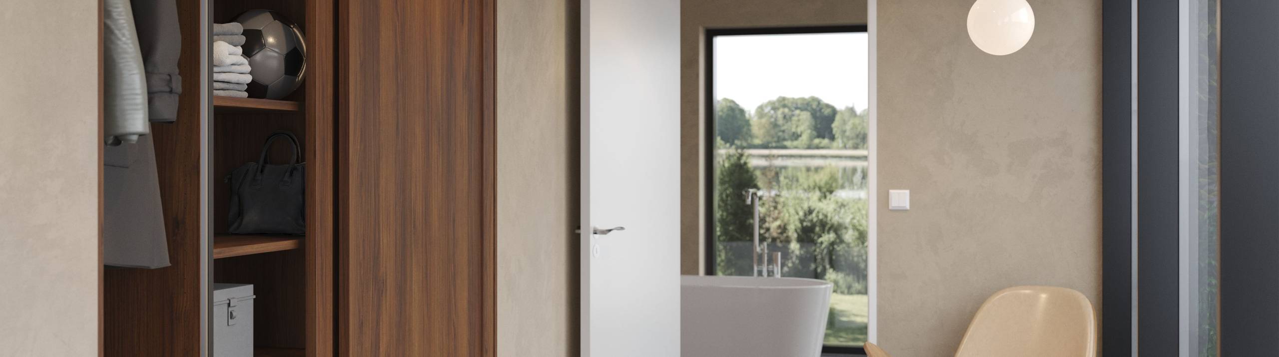 Garderobe skydedøre træ entre