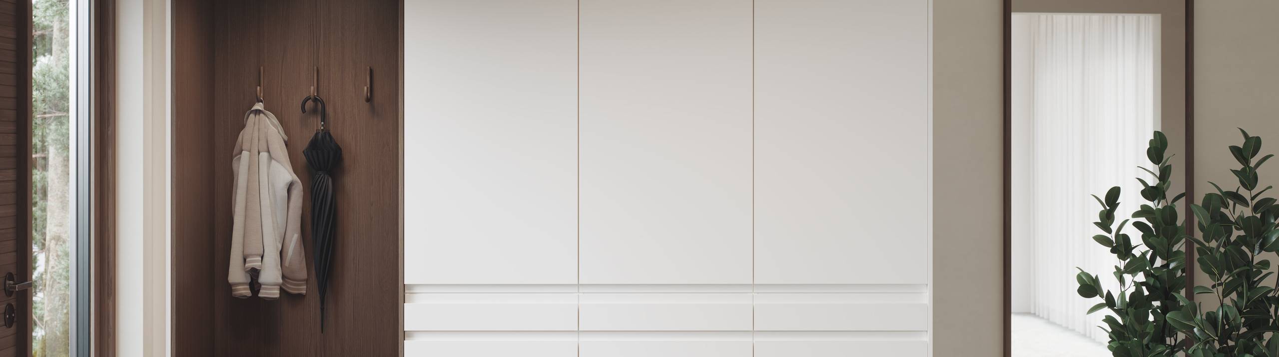 Magnora Garderobe er tidløs eleganse kombinert med orden, de innfreste grepene i frontene gir et grafisk, funksjonelt og minimalistisk uttrykk