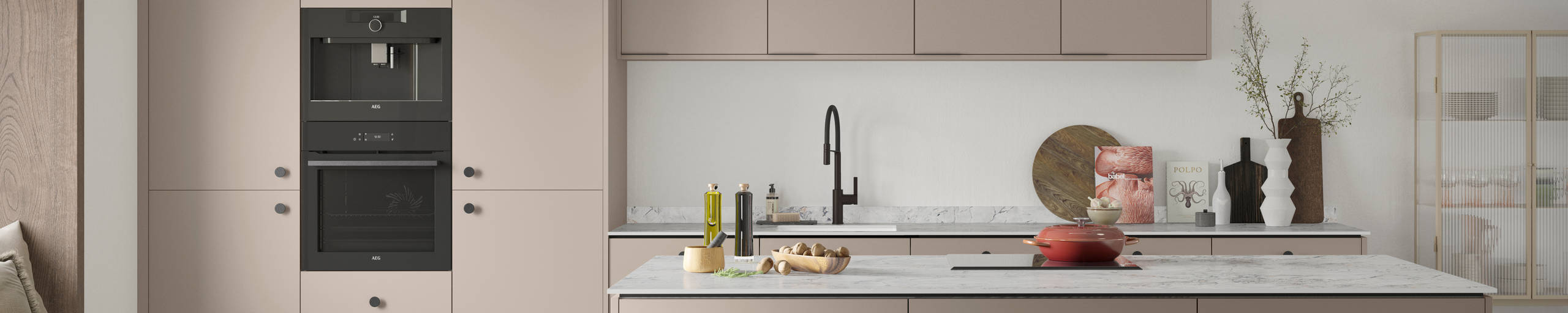 Soho Truffle Oil kitchen, a premium painted slab door from Magnet.