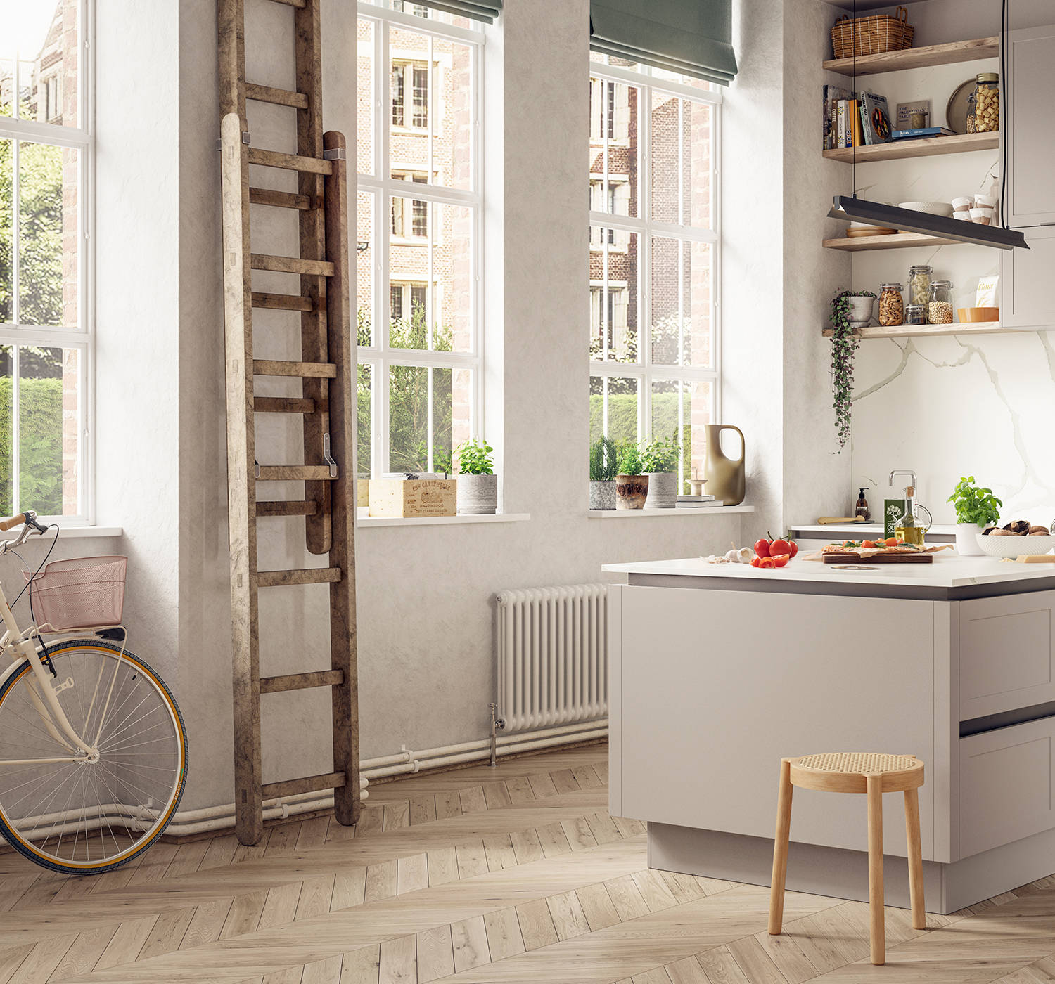 Integra Dunham Kitchen by Magnet. Premium painted matt finish with unique door style available in 20 colours.