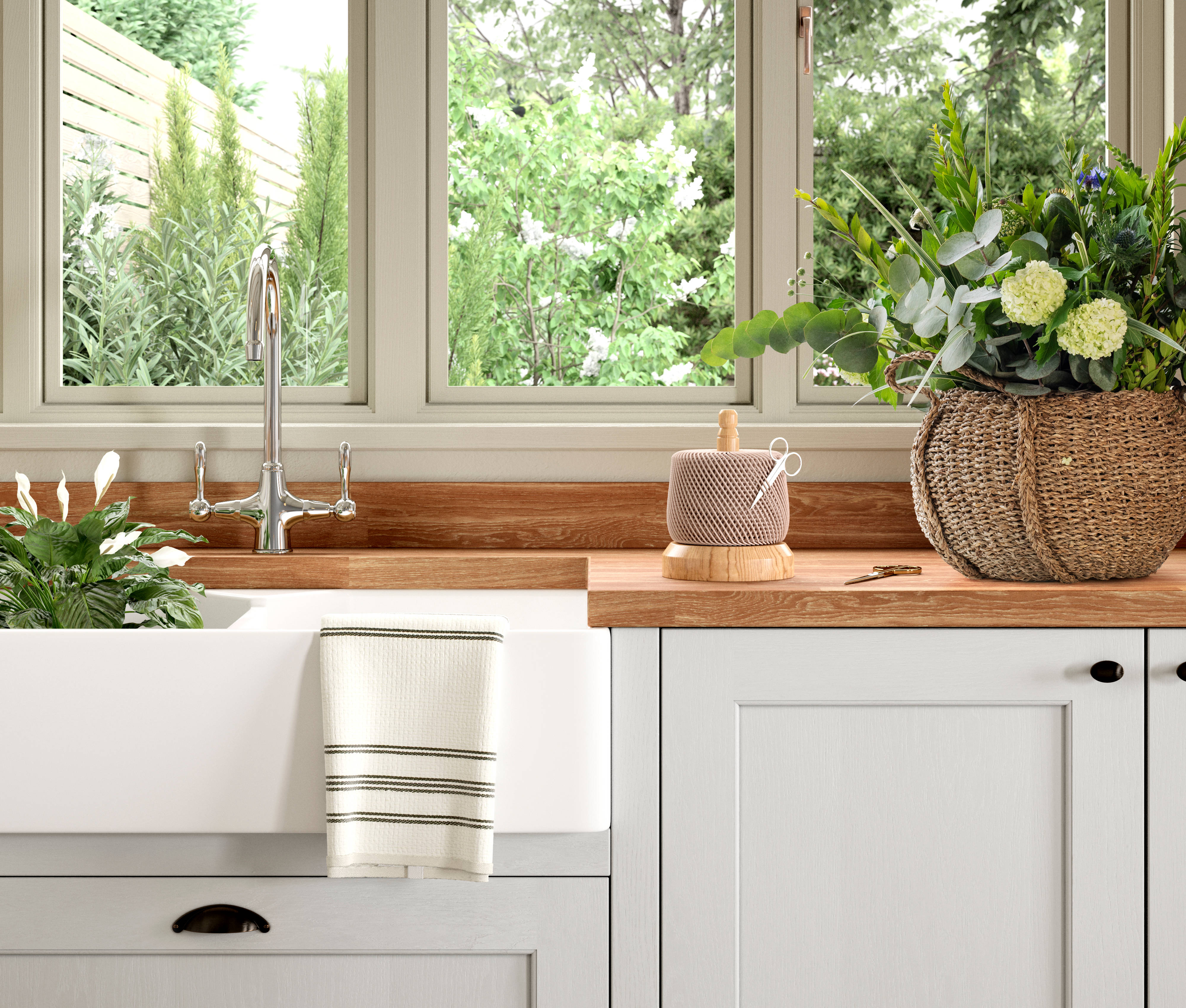 Ludlow kitchen. Our latest Shaker door, with a modern country-style. Available in all 20 Magnet Create colours.