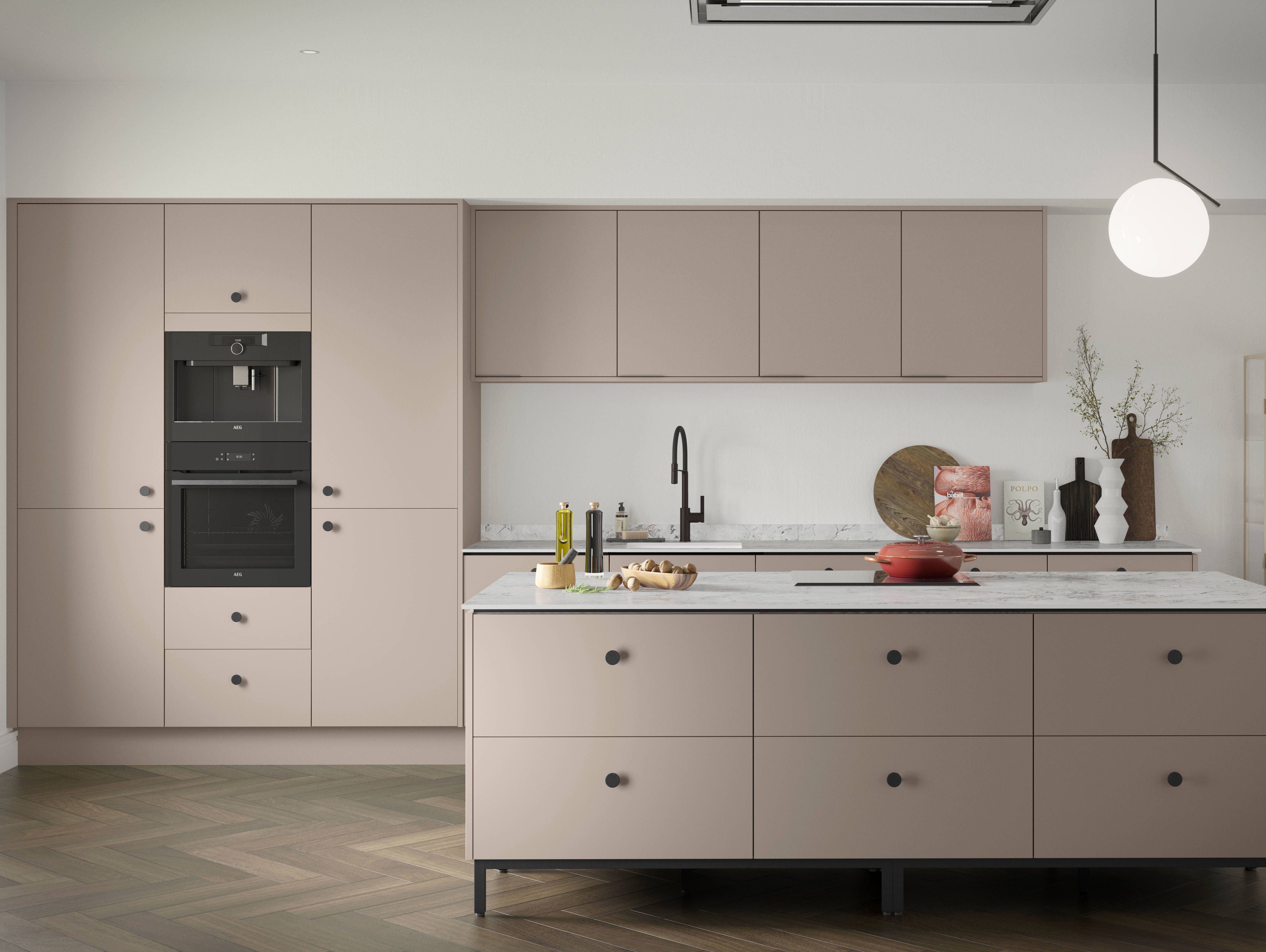 Soho Truffle Oil kitchen, a premium painted slab door from Magnet.